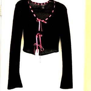 Rare)Vintage Betsey Johnson mohair ribbon cardigan sz.M